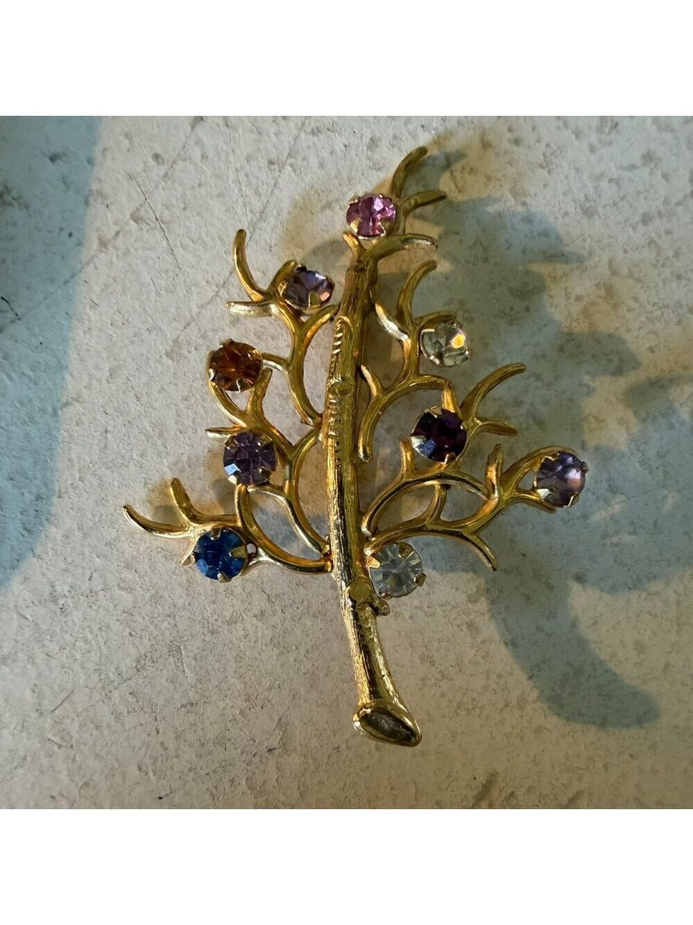 Vintage Rinestone 12K Gold Filled Tree of Life Brooch - Picture 2 of 5